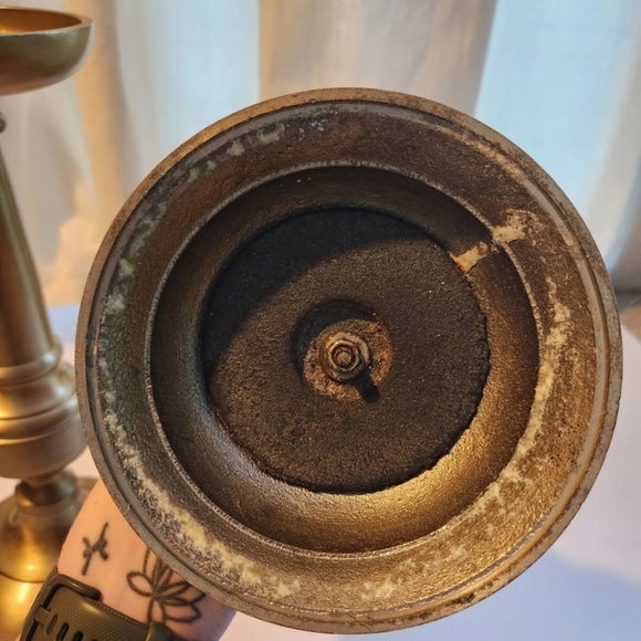 Set 2 Pottery Barn brass pillar candle holders - Picture 2 of 5